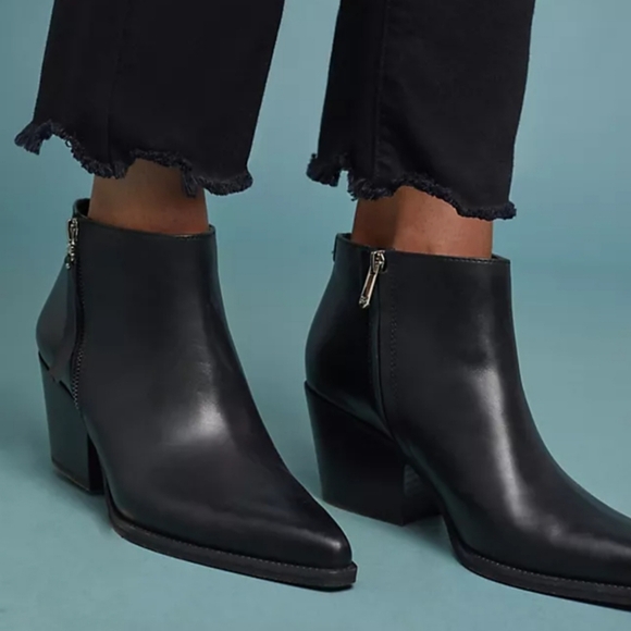 ANTHROPOLOGIE x SAM EDELMAN Walden Leather Zip Western Pointed Toe Ankle Boot 12 - Picture 2 of 6